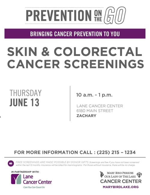 Lane Cancer Center - Skin  CRC Screenings - June  13 2019