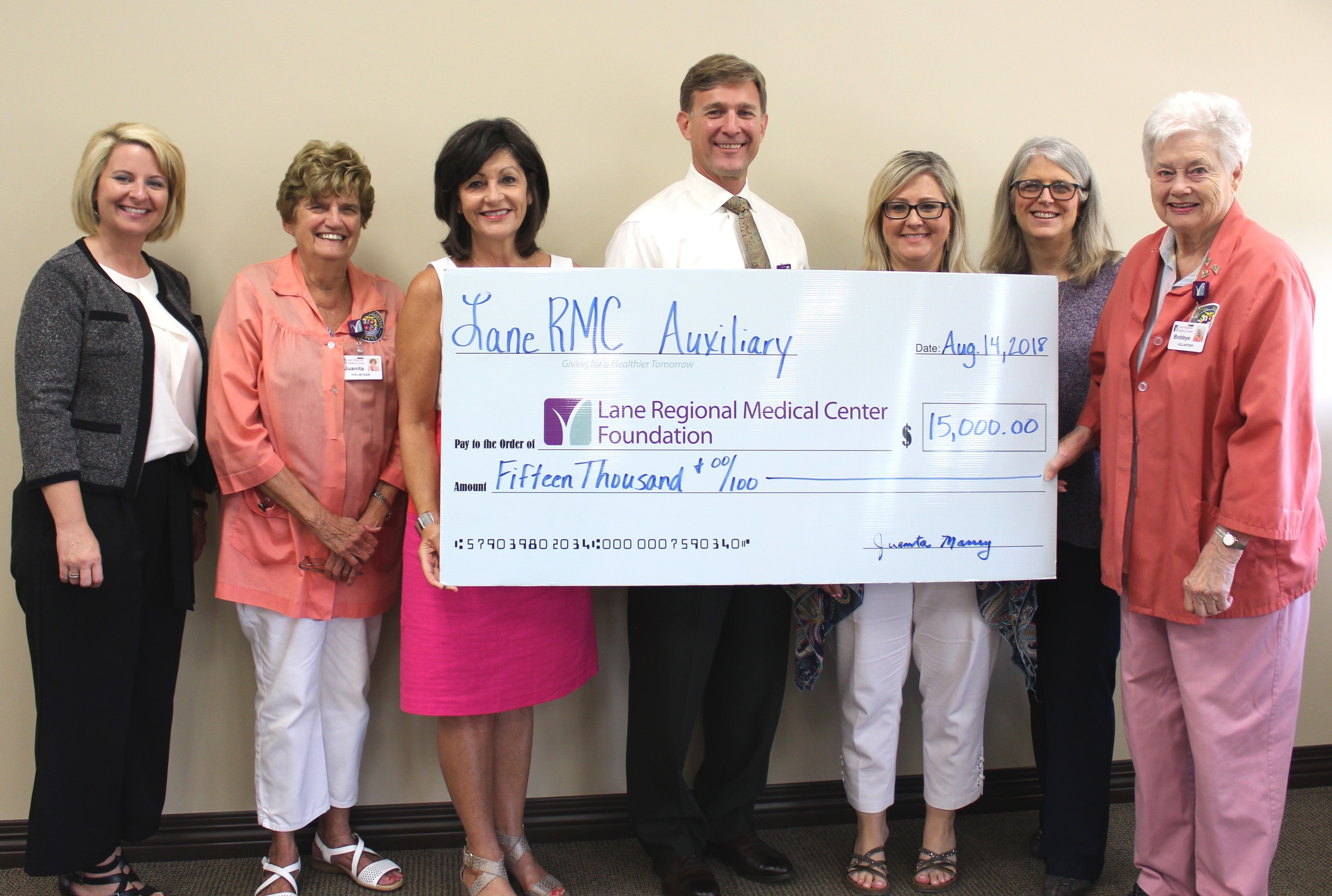 Lane Auxiliary Presents $15,000 Check