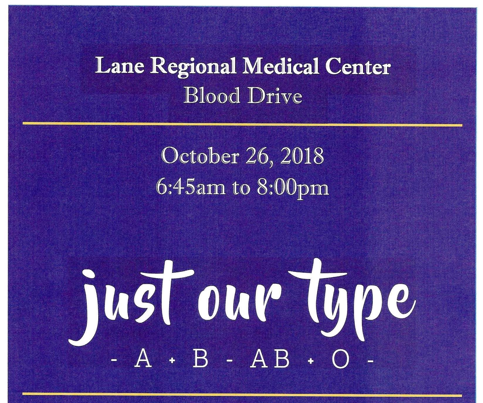 Blood Drive at Lane Regional Medical Center October 26