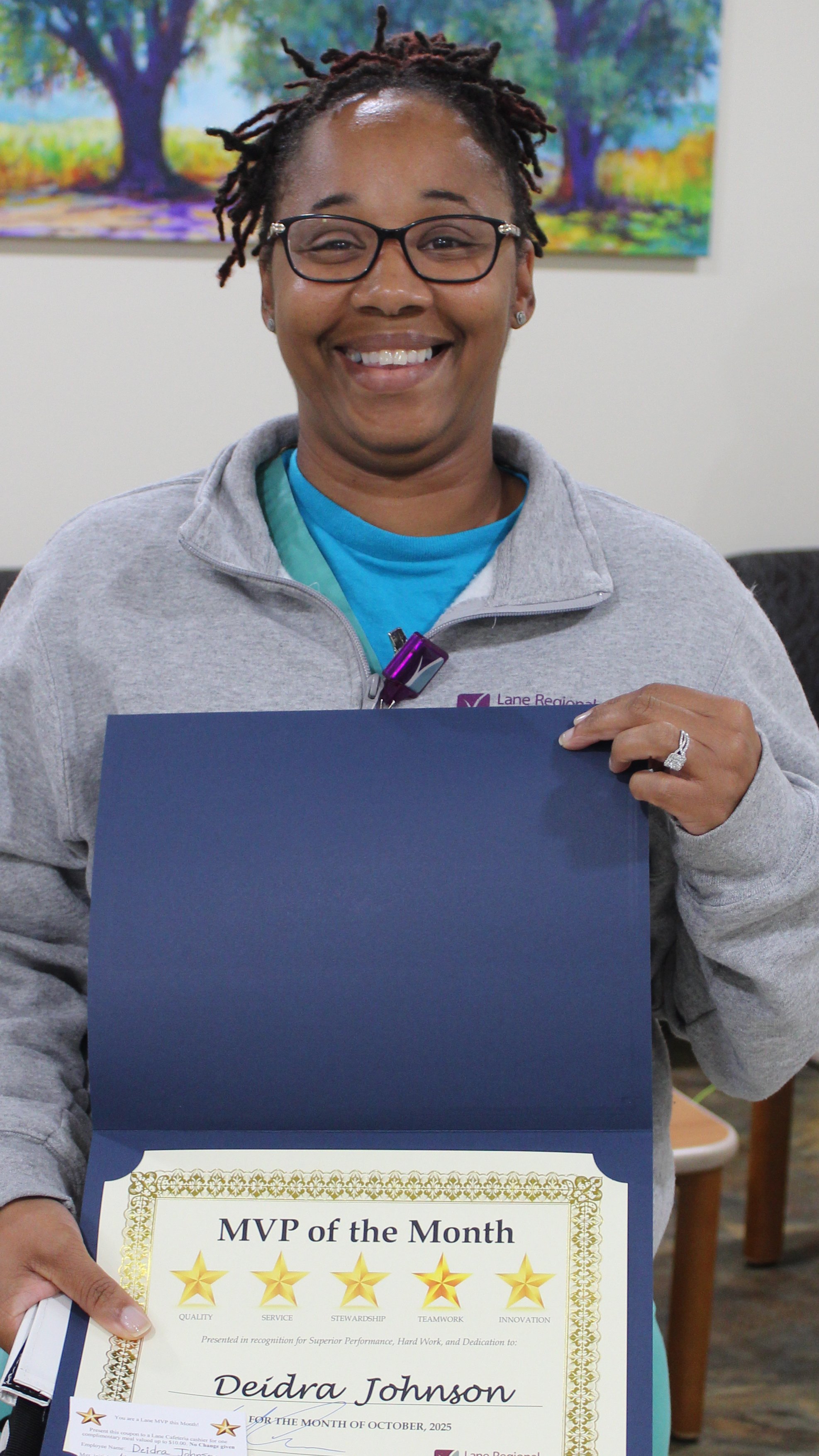 Lane Honors October MVP – Deidra Johnson for Outstanding Compassion and Care