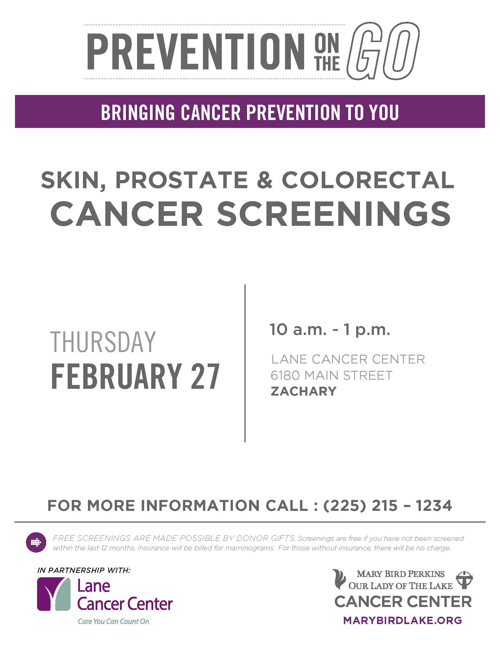 Free Cancer Screenings in Zachary