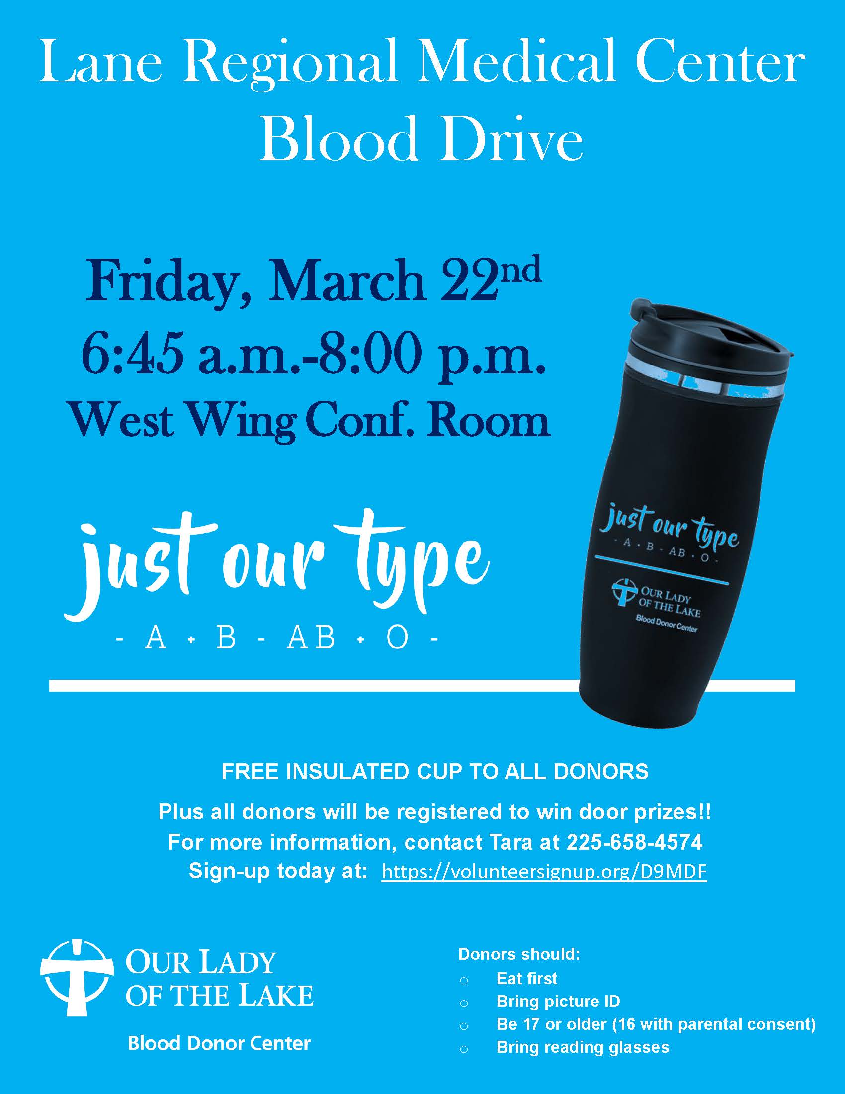 Blood Drive at Lane RMC Friday March 22nd