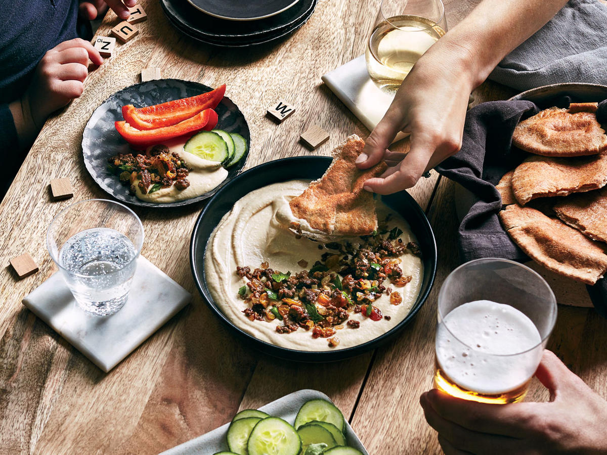 Creamy Hummus with Spiced Ground Beef