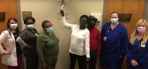 Glenda Wilson Rings the Bell at Lane Cancer Center