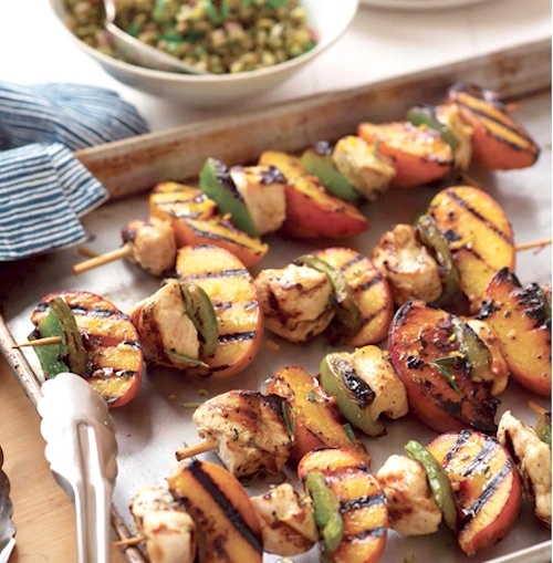 Rosemary-Peach Chicken Kabobs with Orange Glaze